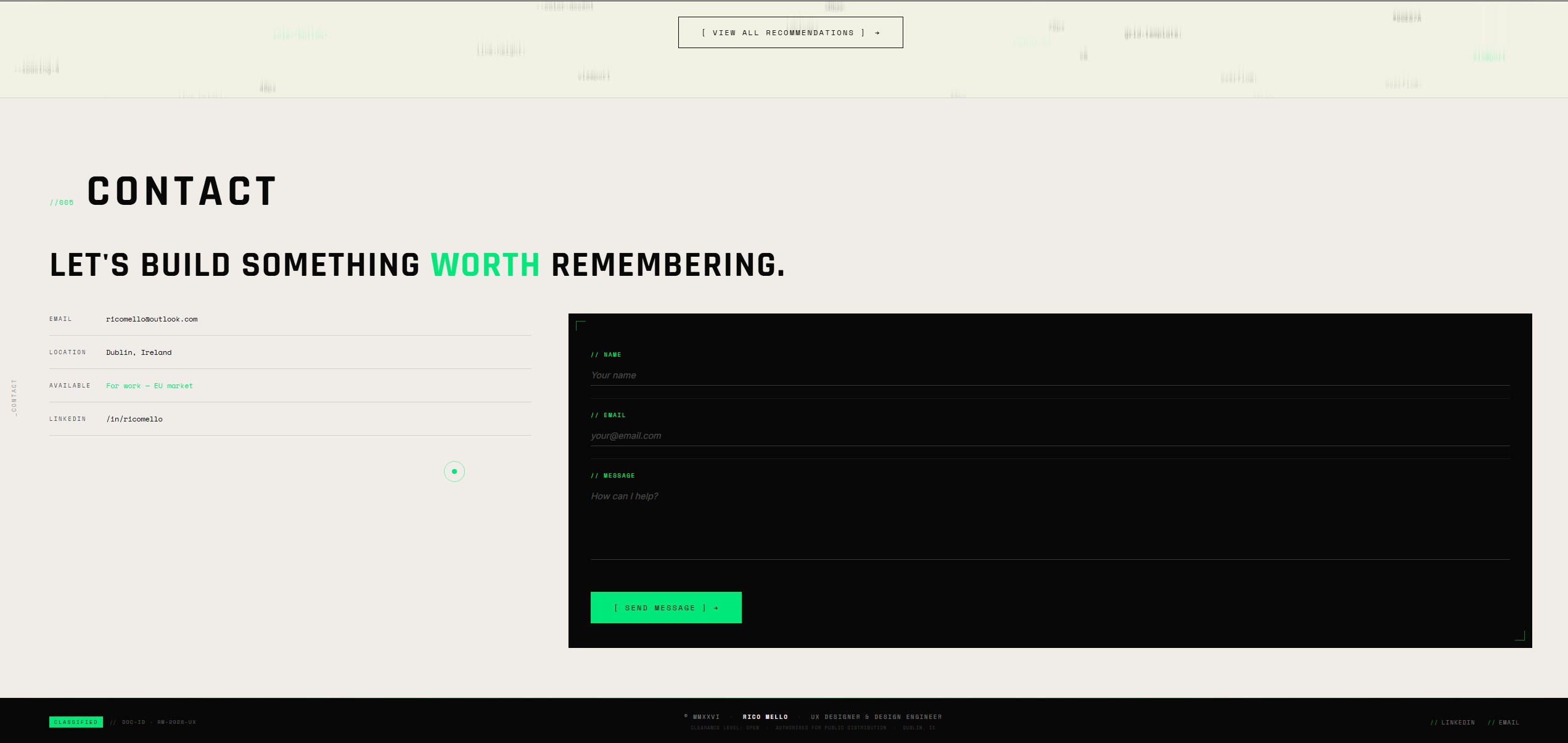 Contact section with form