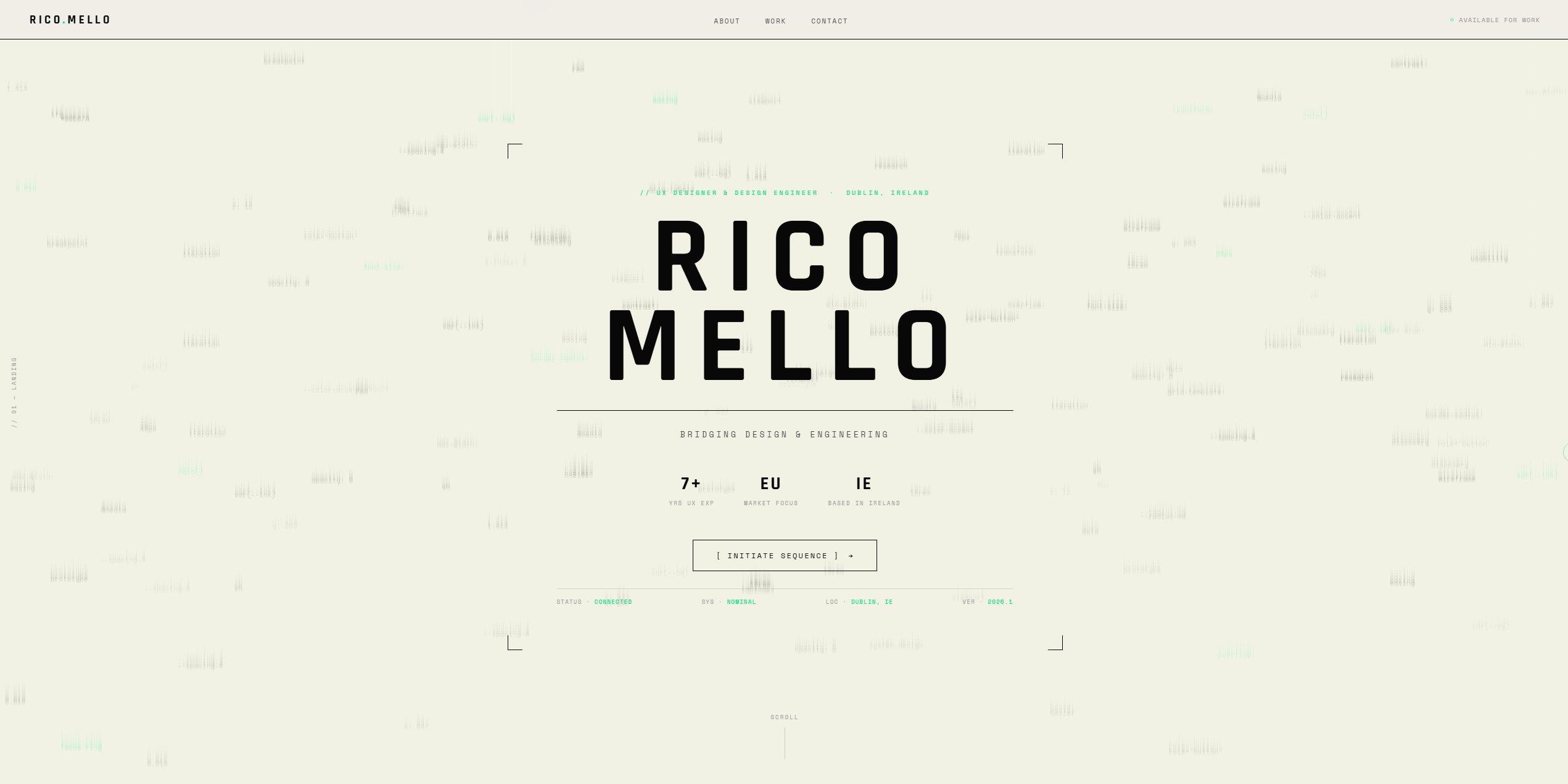 Rico Mello Portfolio — Hero section